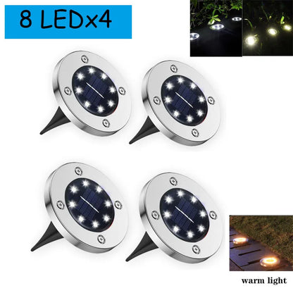 8/20LED Solar Power Disk Light Outdoor Garden Solar Underground Light Deck Light Spotlight Buried Solar Led Lamp Garden Decor