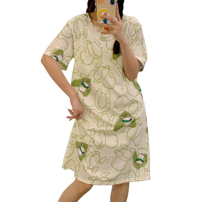 Maternity Clothings Nursing Dresses Breastfeeding Sleepwear Pattern Printing Cheerful and Lively Girl Feeling for Pregnant Women