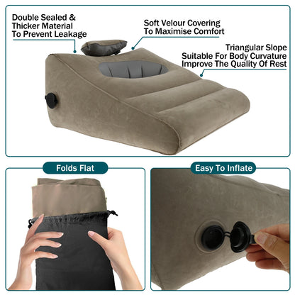 Portable Inflatable Wedge Pillow Multifunctional Body Pillow Lumbar Yoga Pillow PVC Foot Pillow Elevation Leg Travel Pillows