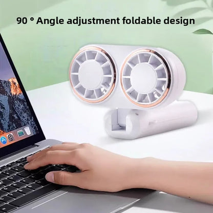 New Handheld USB Small Fan Double-headed Handheld Fan with Long Battery Life Mini Rechargeable Portable Electric Fan.