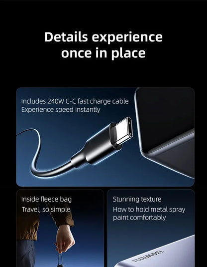 200W PD3.1 Power Bank 25000mAh with TFT Color Screen, 100W Fast Charging for Laptop and Phone, Portable Power Bank