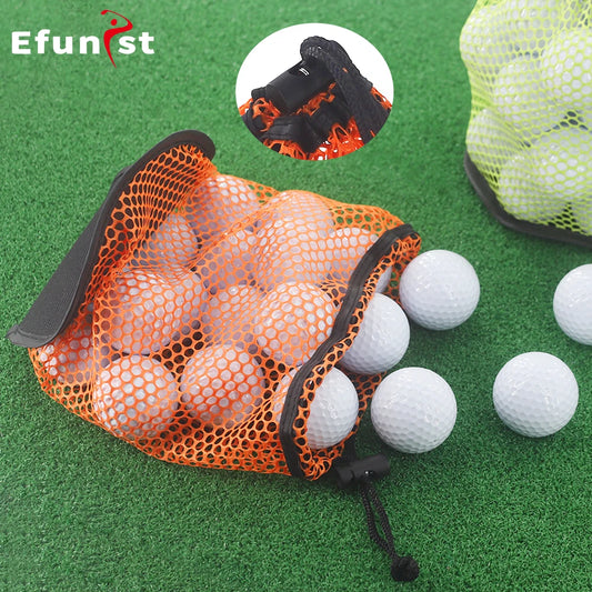 Portable Multipurpose Sports Mesh Net Bag Golf Ball Organizer Bag Drawstring Pouch Golf Sports Supplies Can hold 12/25/50 Balls