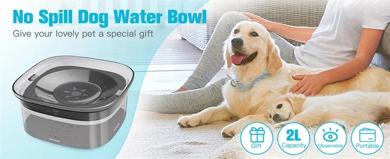 2L Dog Water Bowls Pet  Floating Drinking Bowls Cat Anti Wet Mouth Anti Splash Large Capacity Drinker For Small Mid Large Dog