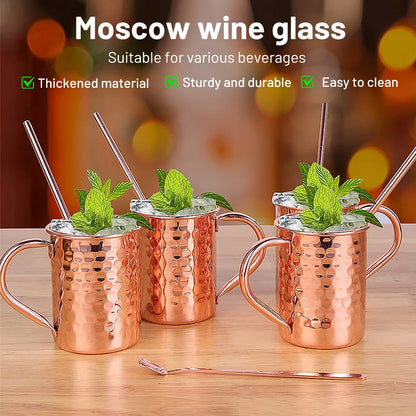 450ml 16.0oz 100% Copper Moscow Mule Mug Durable Coppery Beer Mugs Coffee Mug Milk Cup Pure Copper Cup Drinkware