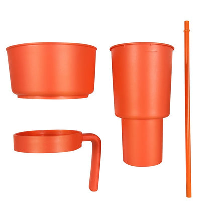 2 in 1 Popcorn Beverage Cup Snack 1000ML Straw Cup with Handle Water Bottles with Straw Coffee Cup Mug Leak-Proof For Kids Adult