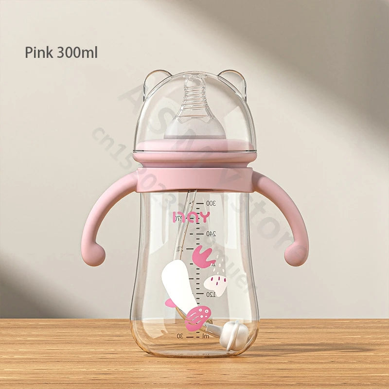 Newborn bottle/Big baby bottle/Handle anti bloating and anti falling baby bottle/Used by babies over 6 months old
