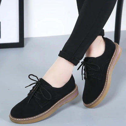 Fashion Woman Comfortable Daily Business Office Shoes Lace Up Genuine Leather Casual Women's Shoe Spring Autumn
