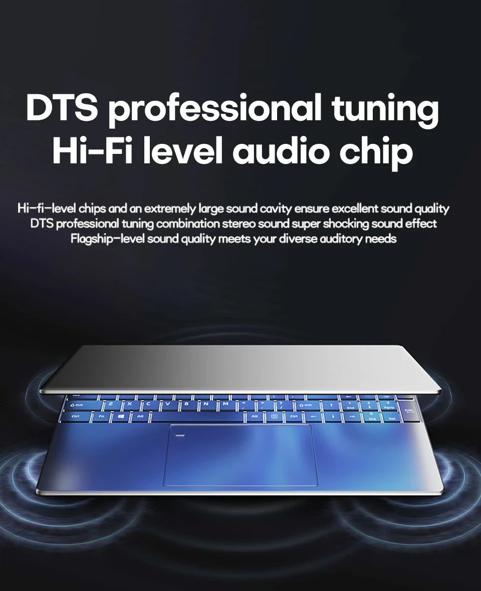 15.6 inch Laptop Computer intel Pentium 7505 Dual Core Laptops Windows 11 Pro Portable PC Gamer Notebook with Fingerprint Unlock