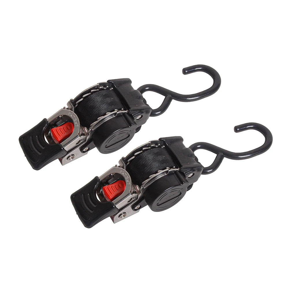 Single Hook / Double Hook Stainless Steel Auto Retractable Universal Easy To Carry Ratchet Tie Down Starp S-Hooks Trailer Towing