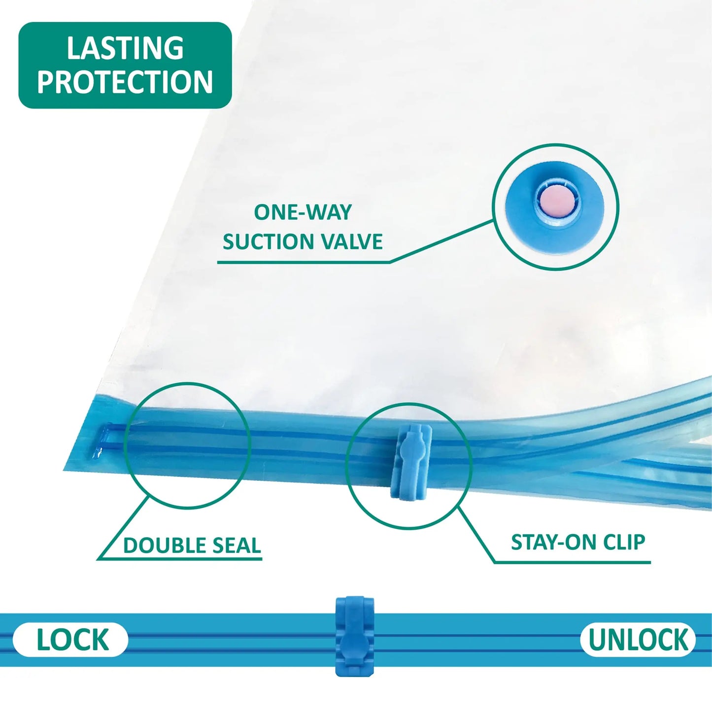 5 Pack Vacuum Storage Bags, Space Saver Bags Compression for Comforters and Blankets, Sealer Clothes Travel Packing Organizer