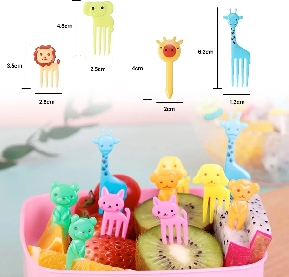 Cute Mini Animal Cartoon Food Picks Children Snack Cake Dessert Food Fruit Forks, Silicone Lunch Box Dividers