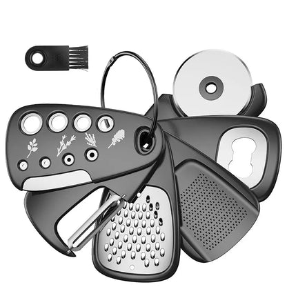 6 Pieces Kitchen Gadgets Set Space Saving Cooking Tools Cheese Grater Bottle Opener Vegetable Peeler Pizza Cutter Garlic Grinder