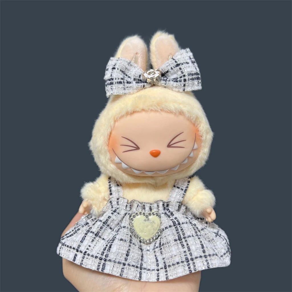 Labubu Clothes Cute Outfit Shirt Set Labubu Designer British Style Clothes Accessories Toy DIY Gifts for 15-17cm Doll