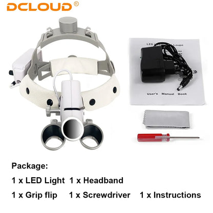 Dental LED Head Light Lamp Dental Loupes 2.5X/3.5X Brightness Spot Adjustable Surgical Headlight 5W Wireless ENT Headlight