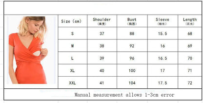 Maternity Clothes For Women Breastfeeding Clothing Short Sleeve T-Shirt Solid V-Neck Pregnant Women's Nursing Tops