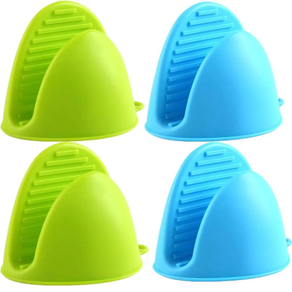 4pcs Oven Glove Thicken Silicone Pot Holder Mini Oven Mitts Heat Resistant Pinch Covers for Baking Kitchen Cooking BBQ  Grilling