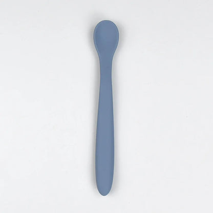 1PC Baby Soft Silicone Spoon Food-grade Silicone Children's Supplementary Feeding Training Spoon Long-handle Silicone