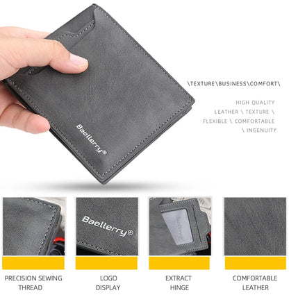 2025 New RFID Blocking Men Short Wallet Man Vintage Leather Wallet Male Handmade Billfold Coin Purse High Quality Business Purse