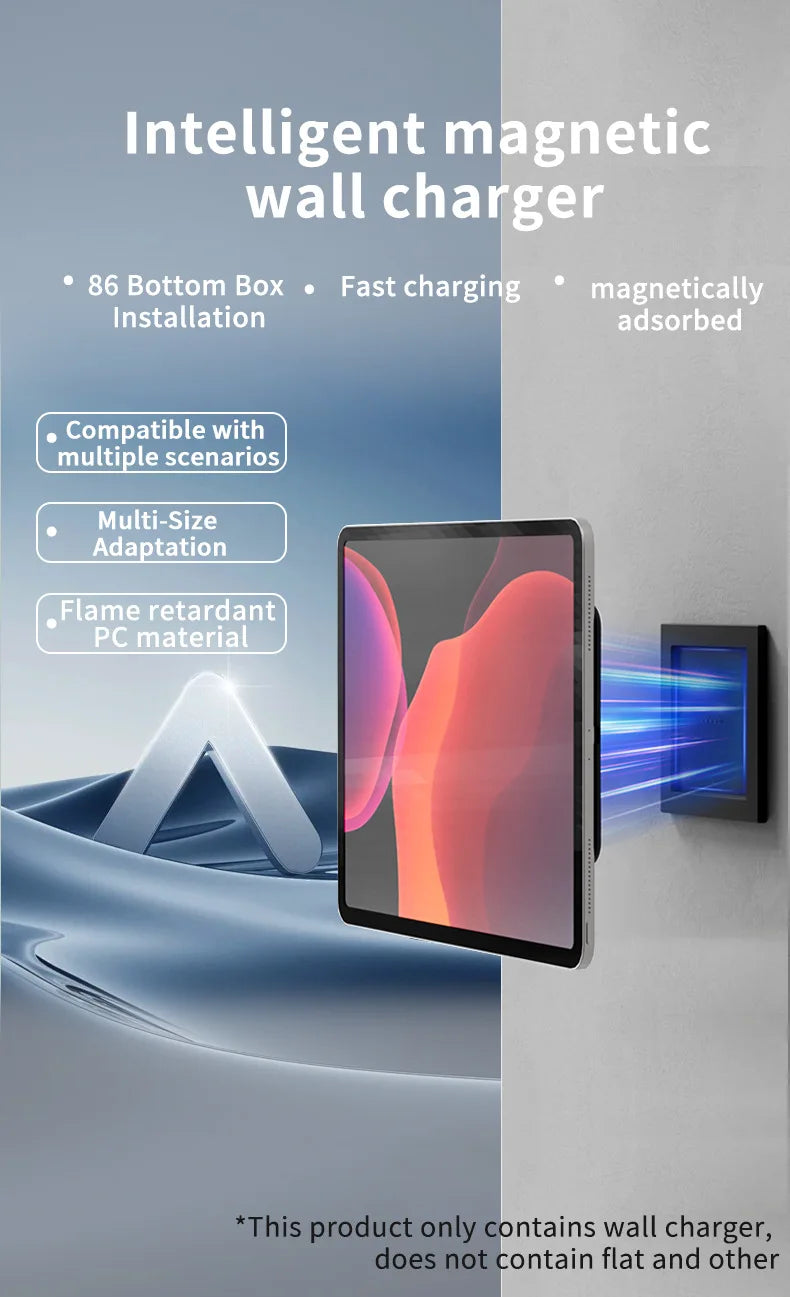 New Wall Tablet Mounted Wireless Charger Wall charging Socket Tablet Magnetic Bracket Holder for Universal Tablet Android iPad