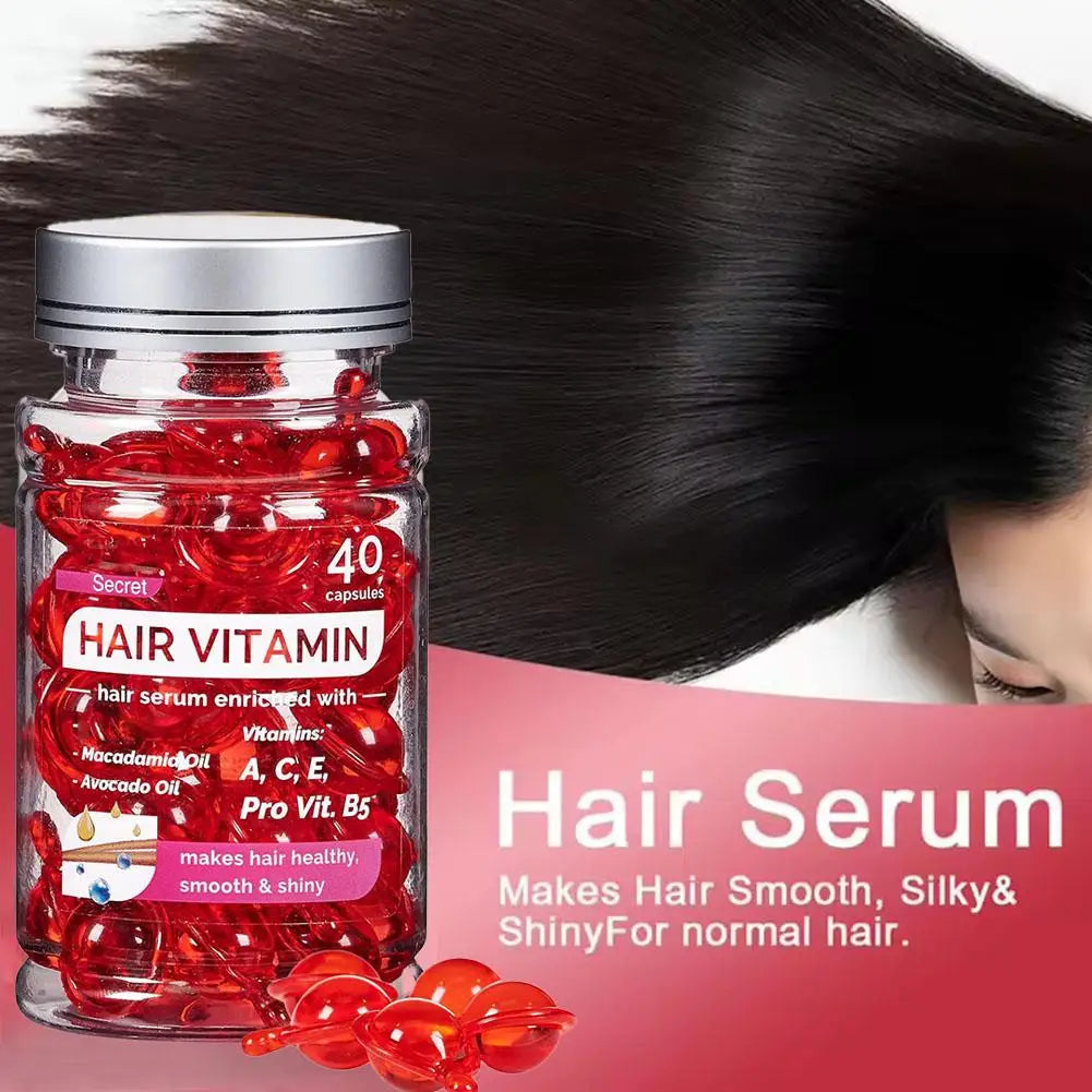 Hair Rose Essential Oil Smooth Silky Hair Vitamin Capsule Nourishing Treatment Repair Damaged Hair Serum Strengthen Hair Care