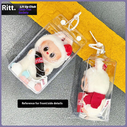 Labubu Fully Transparent Square Walking Bag Labubu Sitting Posture Protective Cover Labubu Protective Cover Display Bag Fashion