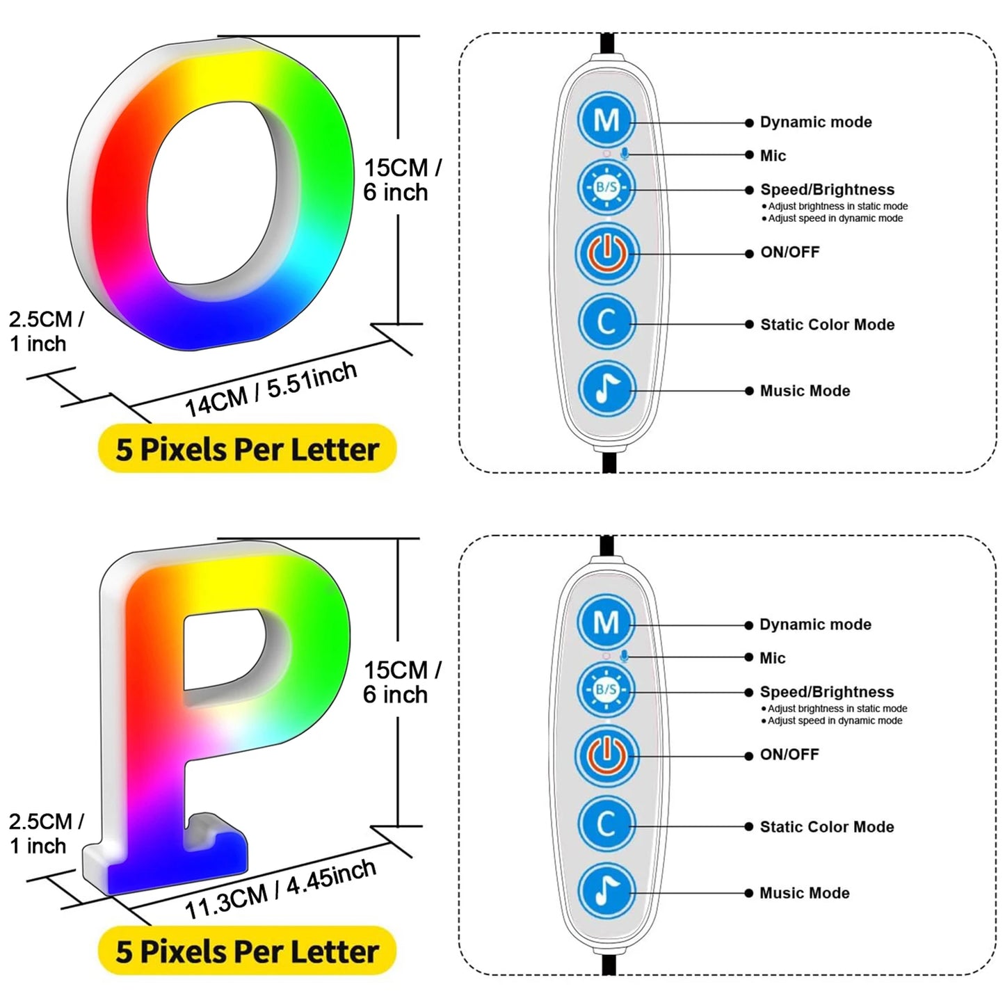 Smart LED Letters Lights Alphabet Light Decorative Name Letter Number Lamp Night Light USB MeRGBW App Music Sync Logo Game Home
