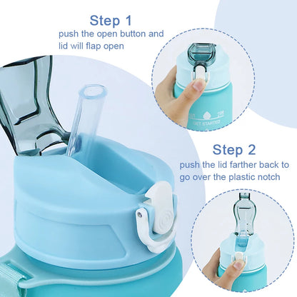 750ML Water Bottle with Straw Motivational Sport Water Bottle for Girls Leakproof Drinking Bottles Outdoor Travel Fitness Jugs