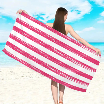 1pc Striped beach towels, ultra-fine fiber beach towels, multifunctional beach towels for swimming and shower rooms