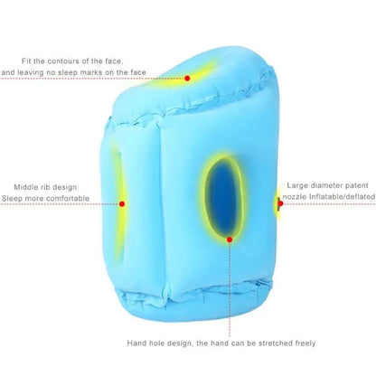 Inflatable Travel Pillow Multifunctional Neck and Head Support for Airplanes Trains Buses Office Naps Lunch Rest Sleeping