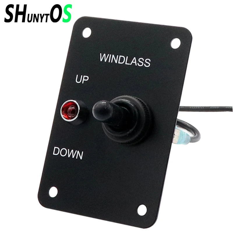 Marine Boat Anchor Windlass Control Panel Return Aluminum Plate 2 Way Led Light Up/Down Toggle Switch Anchor Winch