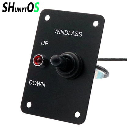 Marine Boat Anchor Windlass Control Panel Return Aluminum Plate 2 Way Led Light Up/Down Toggle Switch Anchor Winch