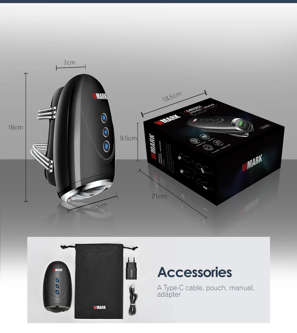 NEW!!! HOTSALE  Cordless Handheld Massager Barber Use,WMARK NG-SM001 Barber Massager Handheld,  2600MAH