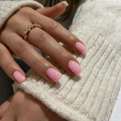 ARTAUG 24PCS Short Press On Nails Square Red High Saturation Glisten Press On Nails Full Cover Fake Nail Set Nails Charms