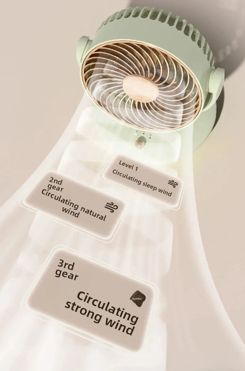 Desktop Rechargeable Fan Small Portable Air Conditioning Appliances Auto Rotation Ventilador 3-speed Wind Silent for Home Office