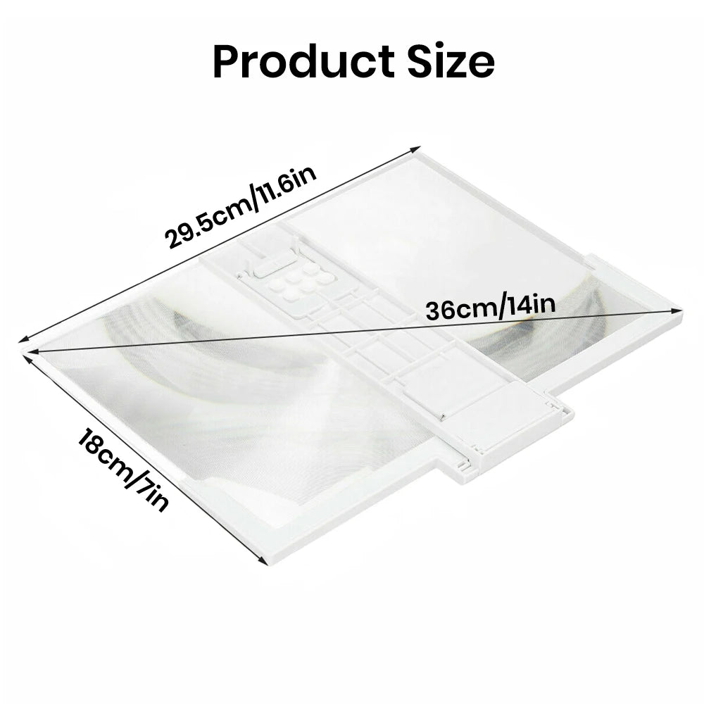 14" Screen Magnifier for Cell Phone -3D Magnifying Projector Screen Enlarger Expander for Movies, and Videos Compatible