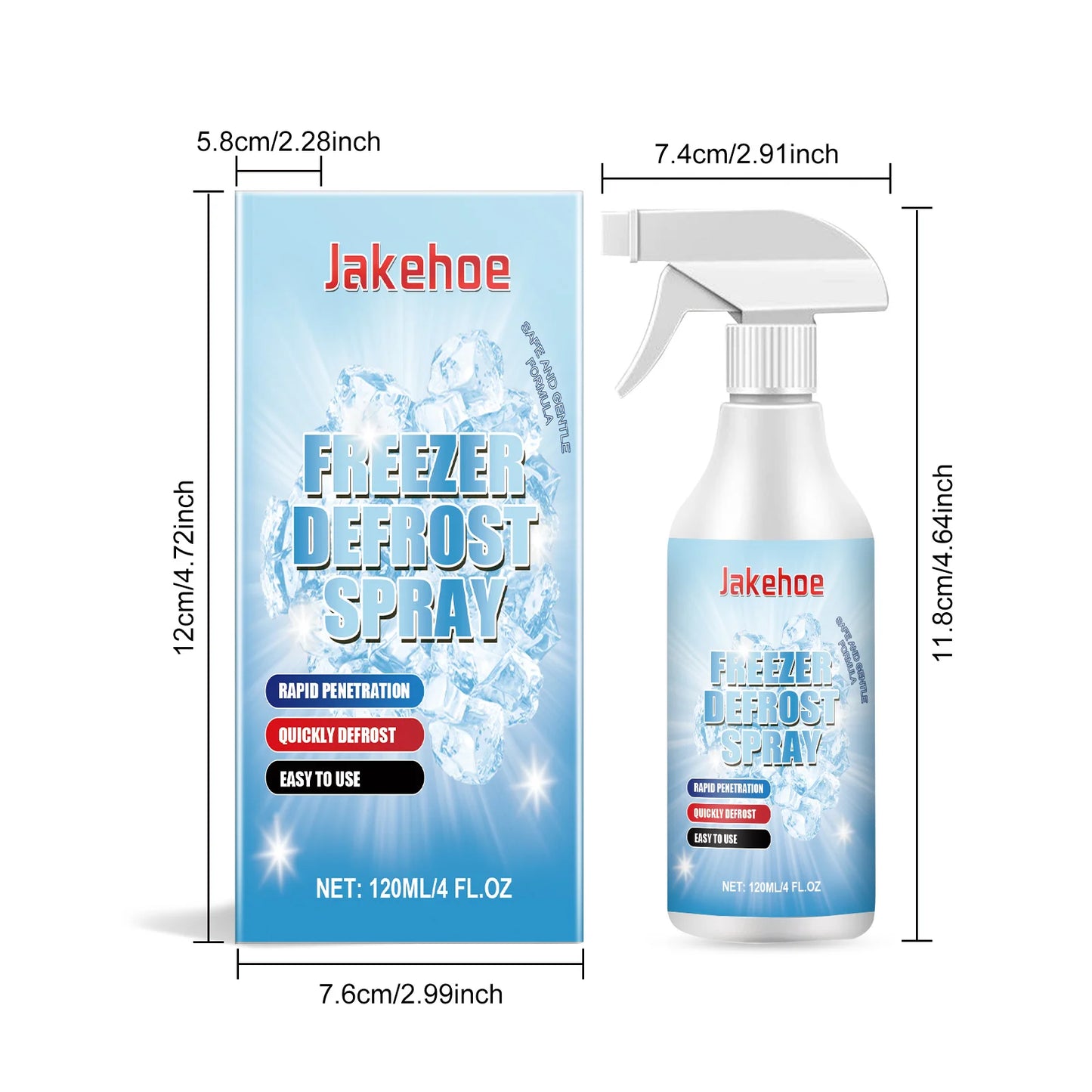 Jakehoe Fridge Defrosting Spray 120 ml Freezer Defrosting Agent And Deicing Spray Easy Defrosting, Saves Electricity and Odour