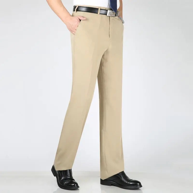 Work Man Suits Pants High Waist Baggy Office Trousers for Men Fluid Draped Wear Anti-wrinkle Chinese Homme Fabric Summer 2024 Up