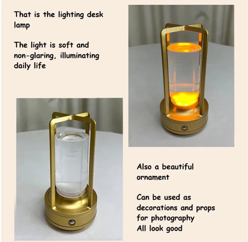 LED crystal table lamp Plastic Rechargeable touch night lamp Bedroom Bedside table lamp Restaurant decorative lamp