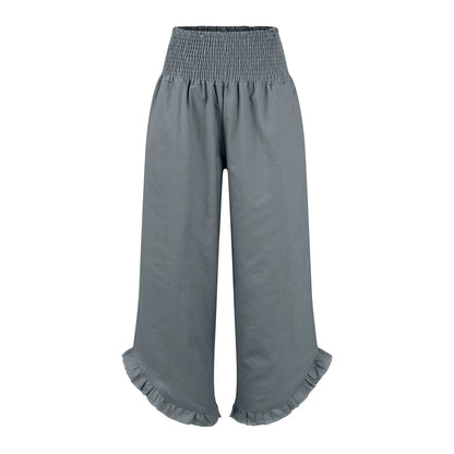 Summer Womens Palazzo Pants Summer Casual Flowy Wide Leg Trousers Beach Travel Vacation Outfits All Match Loose Baggay Pants