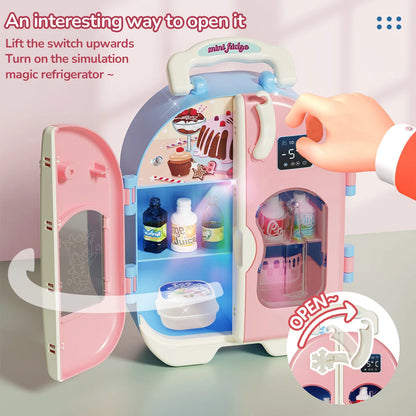 Mini Double Door Refrigerator  Simulation Fridge Kitchen Furniture Pretend Play Educational Toy Home Accessories Children's Gift
