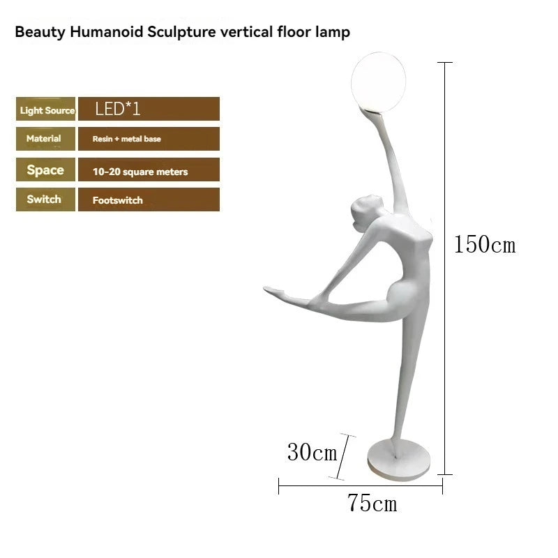 Misha White Goddess Statue Floor Lamp , Liberty Sculpture Floor Lamp , Art Human Floor Lamp