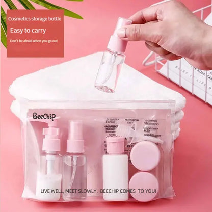 9 PCS Travel Dispensing Bottles Spray Bottles Lotion Bottles Cosmetic Bottles PET Plastic Bottles Seals Portable and Leak-proof