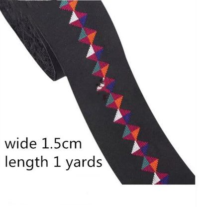 1 Yards Ethnic Embroidered Ribbons Trim DIY for Decoration Handcraft Apparel Sewing
