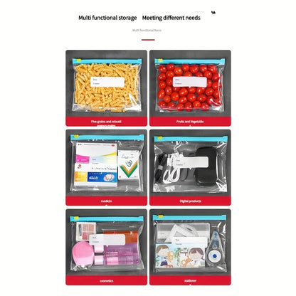 15pcs Reusable Food Storage Bags with Slide Lock Seal - for Fruits, Vegetables, Grains & Meal Prep -Freshness & Space Saving