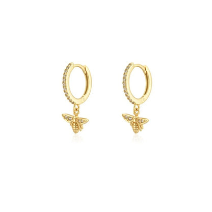 Geometric Zircon Round Bee Butterfly Hoop Earring for Women Cute Animal Huggie Ear Ring Jewelry Pendientes Wholesale