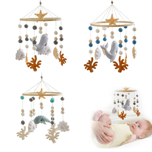 Baby Crib Mobiles Rattle Toy 0-12Months Soft Felt Whale Ball Bed Bell Newborn Music Box Bed Bell Crib Hanging Toys Infant Toys
