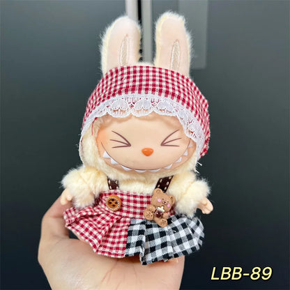 Labubu can wear baby clothes vinyl cloth 17cm doll cute change casual suit skirt plush clothes