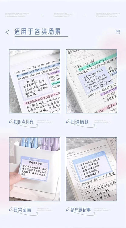 256pcs/Box Pull-out Sticky Notes Fully Adhesive Tearable Sticky Notes Stickers 8 Formats Ideal for Office Student and Home Use!