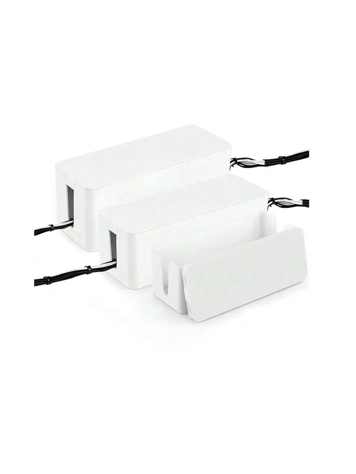3 Pcs/Set Cable Management Boxes Organizer Strip Charger Wire Cable Storage Box Dust Large Storage Wires Keeper Holders