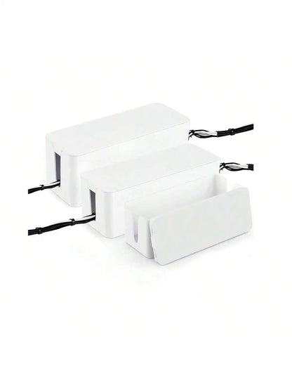 3 Pcs/Set Cable Management Boxes Organizer Strip Charger Wire Cable Storage Box Dust Large Storage Wires Keeper Holders